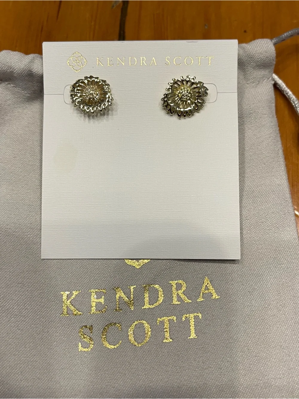 Kendra Scott Gold Floral Sunburst Stud Earrings
